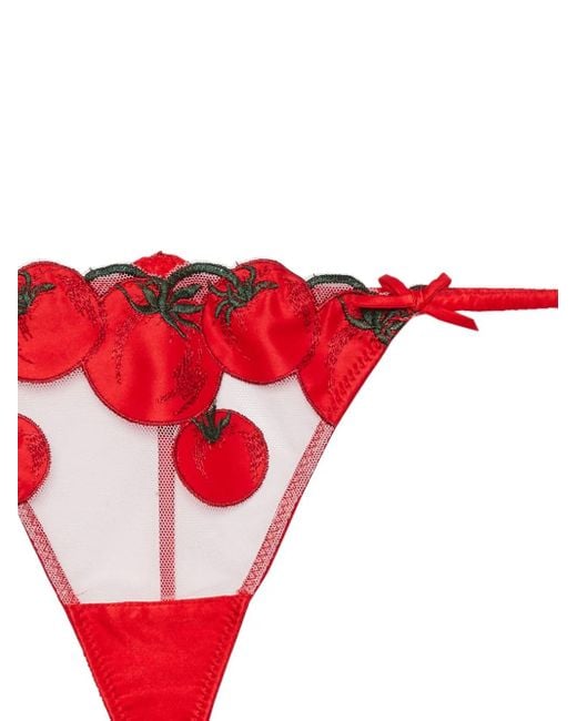Fleur du Mal Pomodoro Embroidered V-String