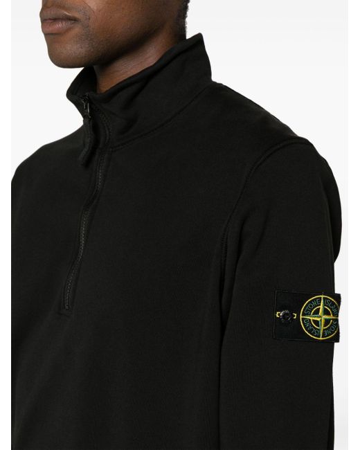 Stone Island Black Compass-patch Zip-up Sweatshirt for men