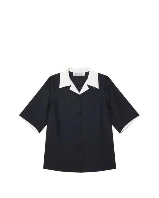 Rohe Blue Contrast Camp-Collar Shirt
