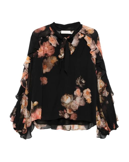 Zimmermann ラッフル フローラル ブラウス Black