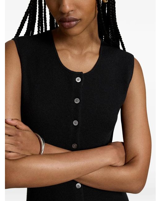 Polo Ralph Lauren Black Sleeveless Buttoned Midi Dress