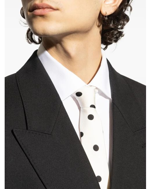 メンズ Moschino ポルカドット シルクネクタイ White