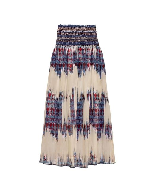 Devotion White Saffron Patterned Midi Skirt