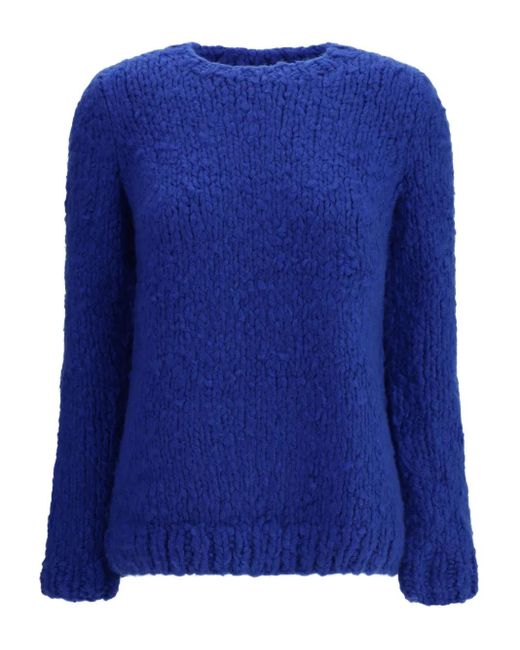 Gabriela Hearst Blue Textured Crew-Neck Sweater