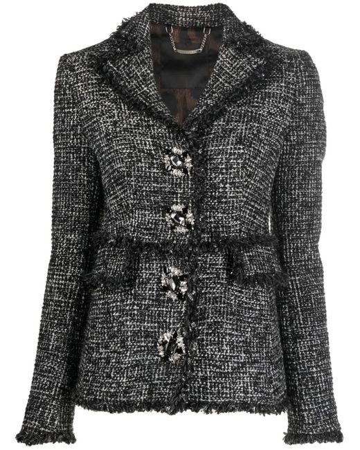 Blazer De Tweed Con Cinturón Philipp Plein de color Black