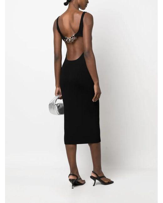 Gcds Black Chain-Detail Backless Knit Dress