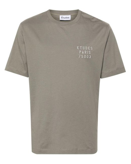 Etudes Studio Gray Wonder Stencil-embroidered T-shirt for men