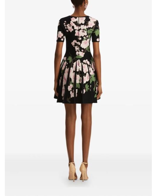 Oscar de la Renta フローラル ミニドレス Black
