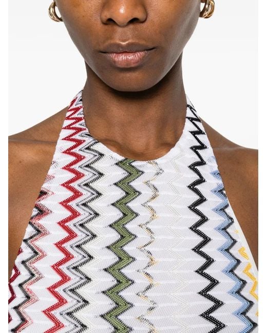 Missoni White Long Dress With Zigzag Pattern