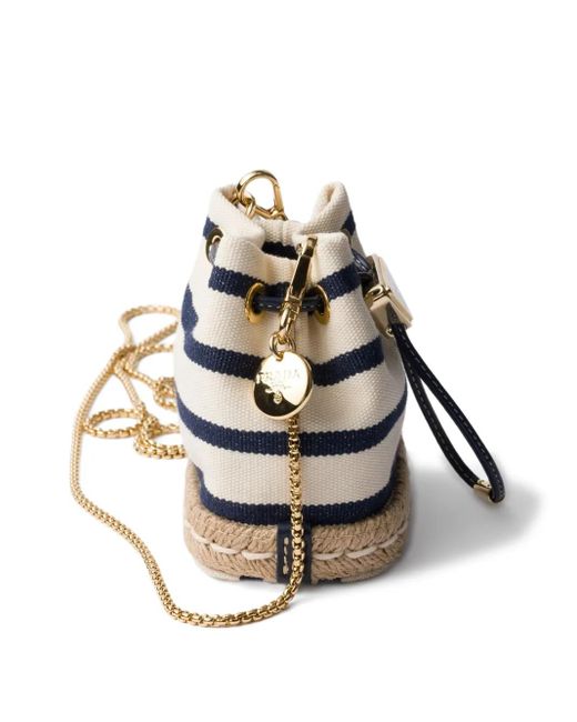 Prada ストライプ バケットバッグ White