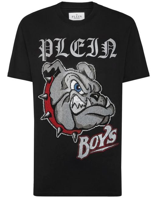 Philipp Plein Black Graphic-Print Cotton T-Shirt for men
