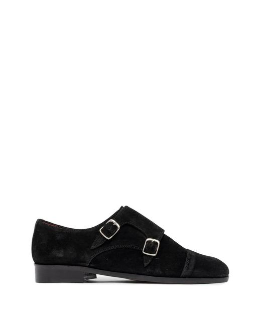 SOMMET Black Double Monk-Strap Shoes