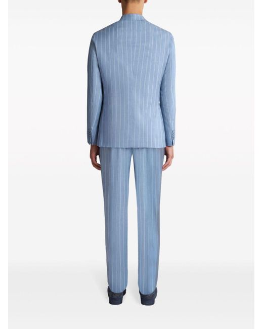 Etro Blue Striped Wool Suit for men