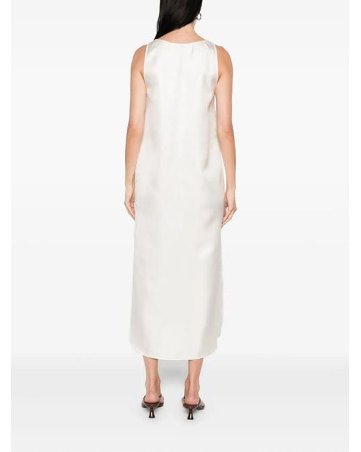 Loulou de Saison White Nada Side-Split Slip Midi Dress