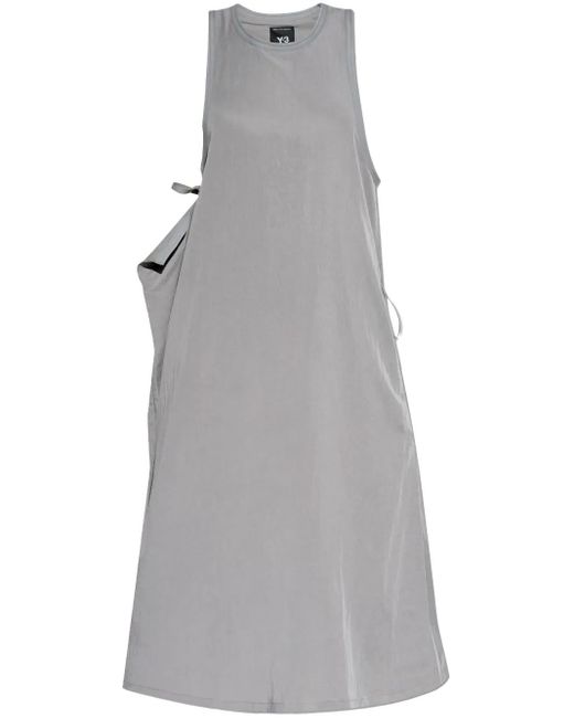 Y-3 Gray Bungee-Laced Twill Dress