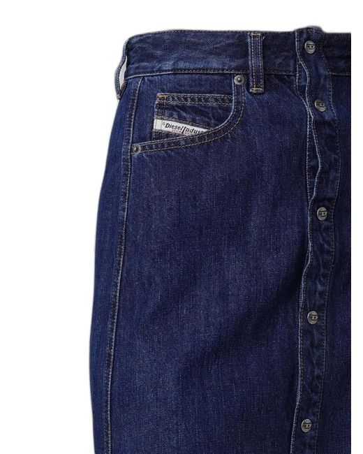 DIESEL Blue Button-Up Curved-Hem Midi Skirt