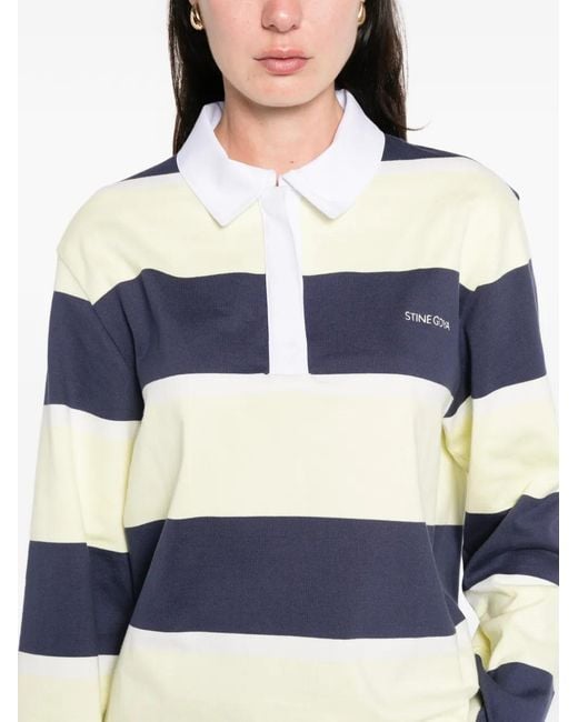 Stine Goya Blue Striped Polo Top