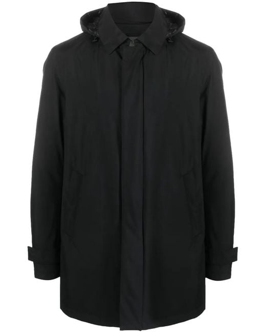 Herno Black Padded Jacket With Detachable Hood For for men
