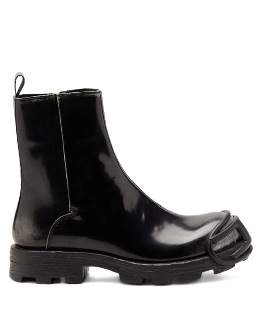 DIESEL Black Zip-Detail Oval-Plaque Boots for men