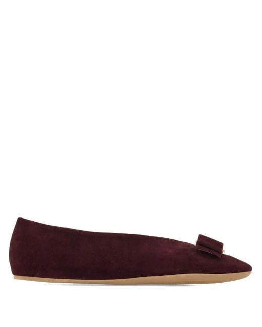Ferragamo Brown Vara Leather Ballerina Shoes