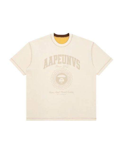 Aape By A Bathing Ape Natural Printed Reversible T-Shirt for men