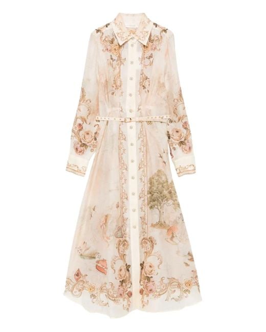 Floral-print buttoned midi dress Zimmermann de color Natural