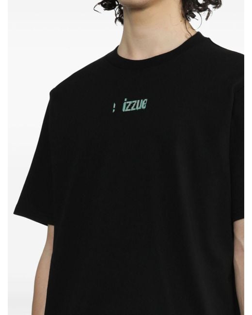 Izzue Black Logo-print Cotton T-shirt for men