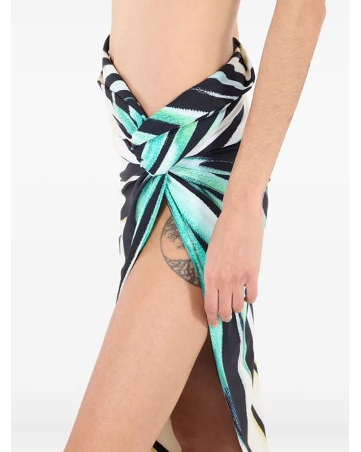 Roberto Cavalli White Drapierter Sarong Mit Ray Of Sea-Print