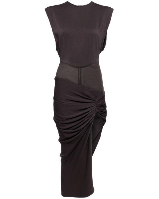 Christopher Esber Black Fusion Ruched Midi Dress