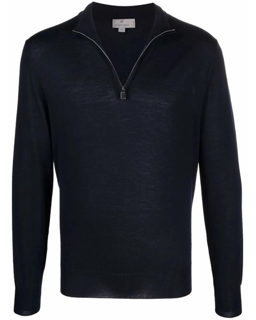 Felpa con colletto con zip di Canali in Blue da Uomo