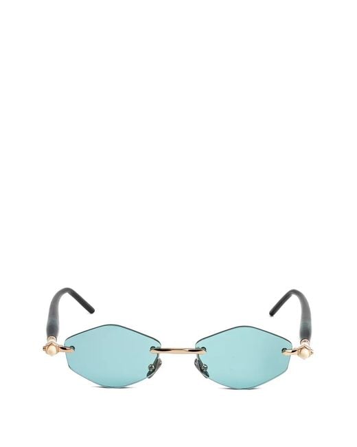 Kuboraum Blue P60 Geometric-Frame Rimless Sunglasses