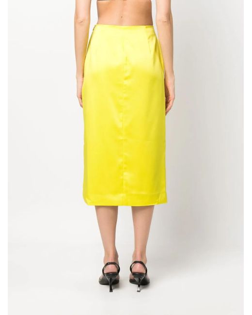 Gcds Yellow Satin-Finish High-Waisted Skirt