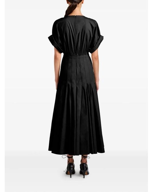 Proenza Schouler Black Ciara V-Neck Pleated Maxi Dress