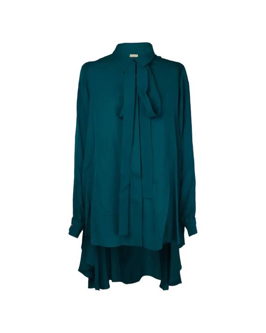 Elie Saab Green Bow-Detail Flared Blouse