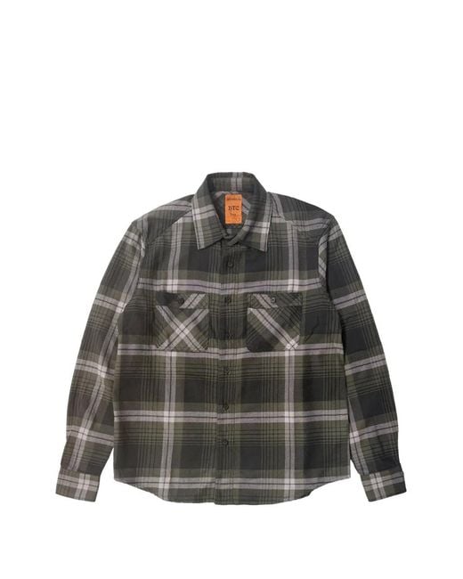 HTC Black Check-Pattern Logo-Print Shirt for men
