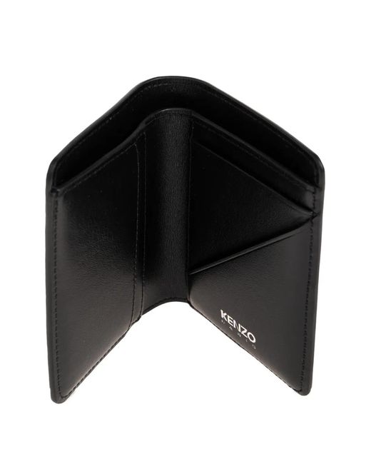 KENZO Black Tulip Leather Wallet for men