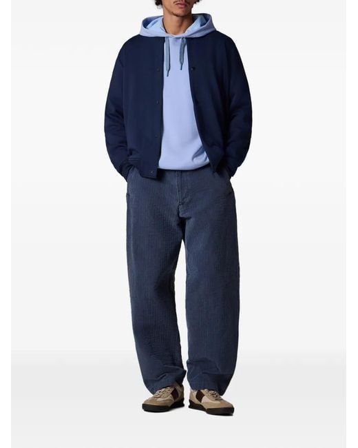 Paul Smith Blue Button Stripes-Detail Bomber Jacket for men