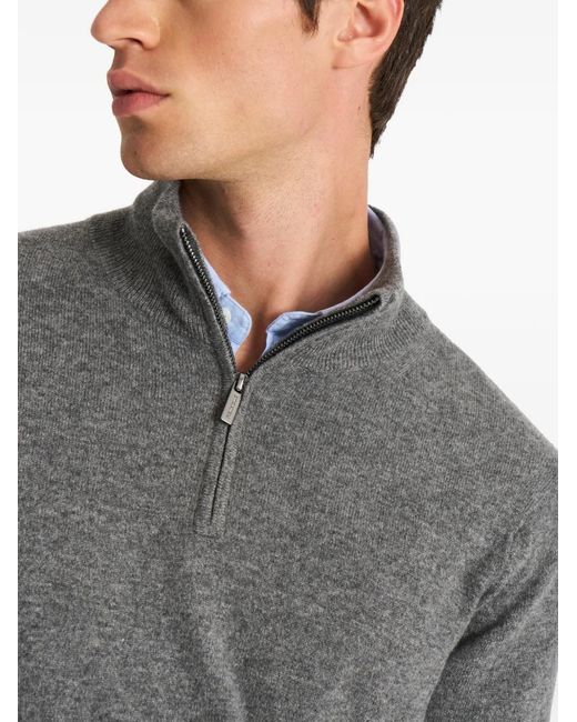 Pringle of Scotland Gray Quarter-Zip Cashmere Sweater for men