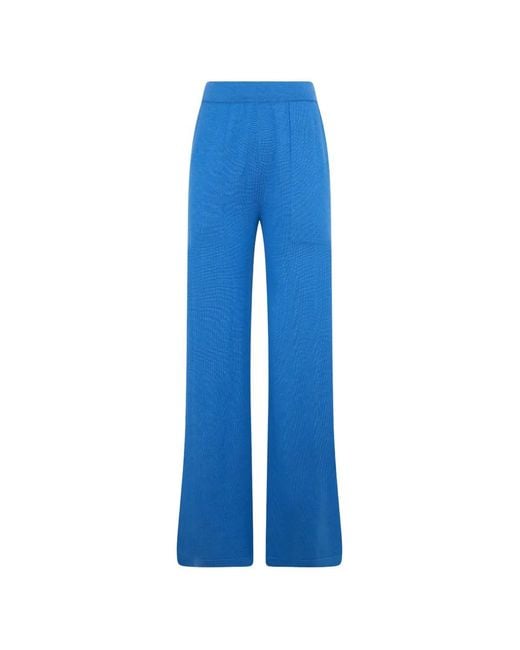 Moorer Blue Matilde Fine-Knit Wide-Leg Trousers