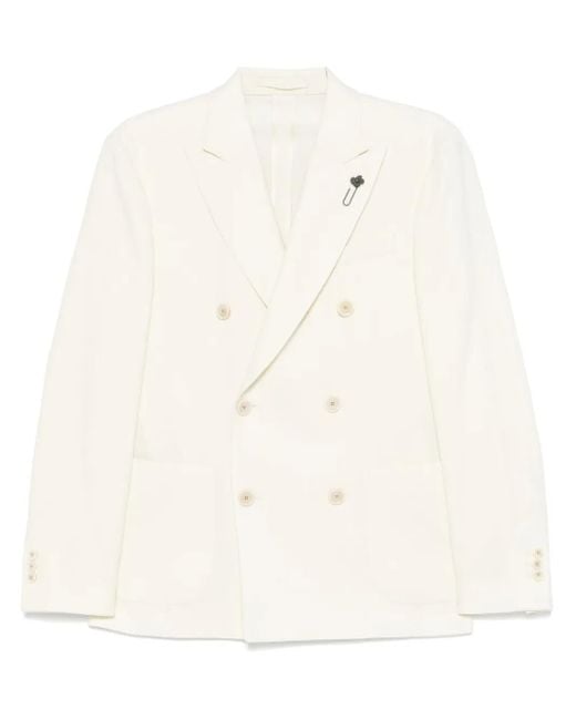 Lardini Natural Double-Breasted Blazer for men