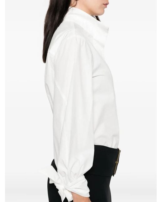 Raquel Diniz White Elea Hemd mit geschnürten Bündchen