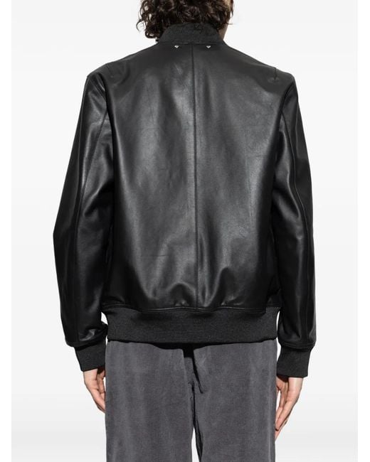 Paul Smith Black Zip-Front Leather Jacket for men