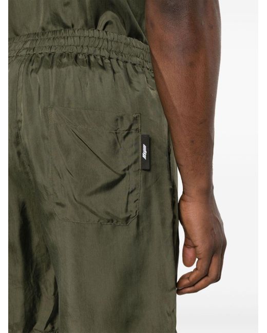 MSGM Green Embroidered-logo Track Shorts for men