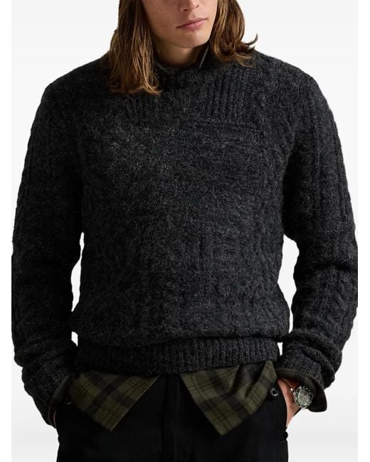 Polo Ralph Lauren Black Cable-Knit Wool Pullover for men