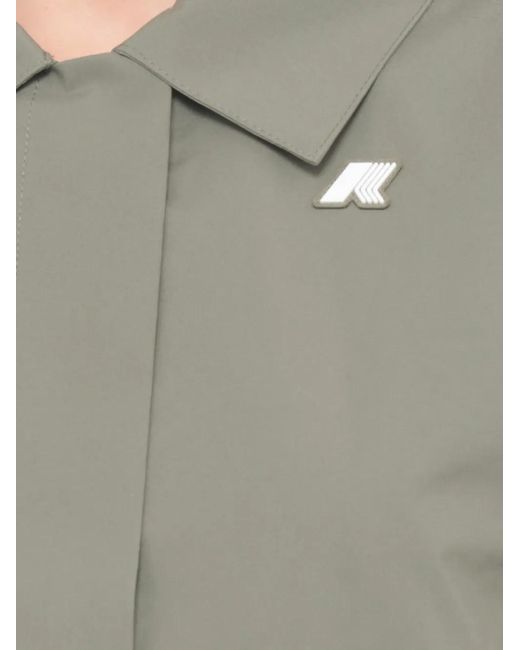 K-Way Gray Arabel Logo-Patch Zip-Up Jacket