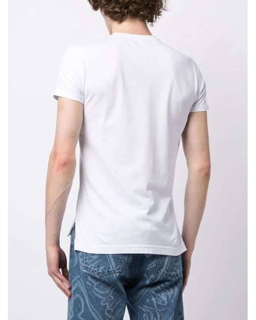 Vivienne Westwood White Orb Logo-Embroidery Cotton T-Shirt for men
