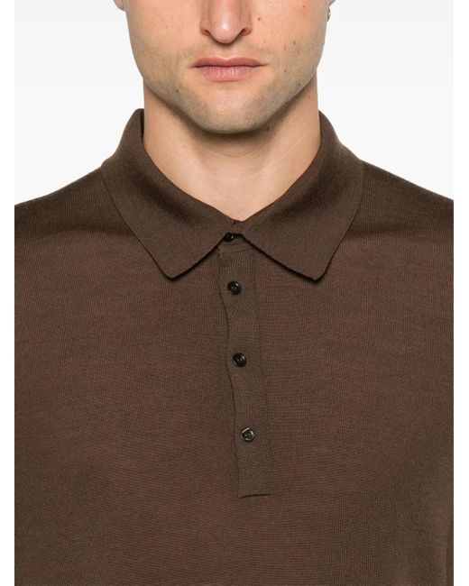 D4.0 Brown Fine-Knit Polo Shirt for men