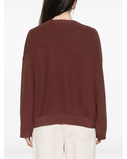 Brunello Cucinelli Red Patch Pocket Ribbed Knit Sweater
