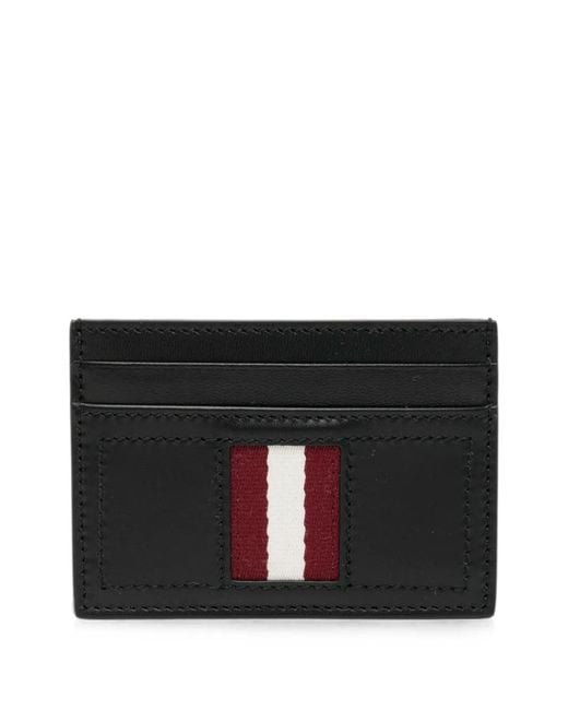 Bally Black Stripe Leather Cardholder for men