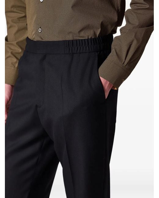 Paul Smith Black Elasticated-Waistband Concealed-Fastening Trousers for men